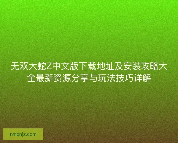 无双大蛇Z中文版下载地址及安装攻略大全最新资源分享与玩法技巧详解