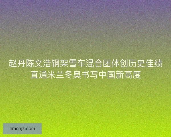赵丹陈文浩钢架雪车混合团体创历史佳绩直通米兰冬奥书写中国新高度