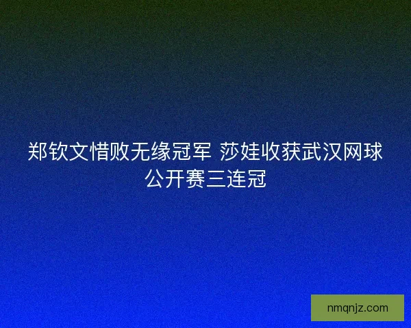 郑钦文惜败无缘冠军 莎娃收获武汉网球公开赛三连冠