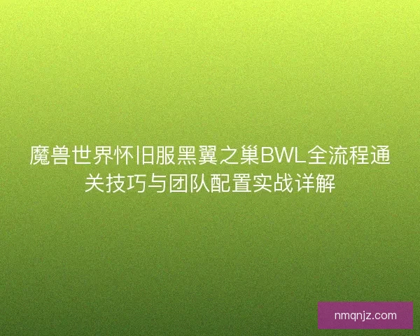 魔兽世界怀旧服黑翼之巢BWL全流程通关技巧与团队配置实战详解